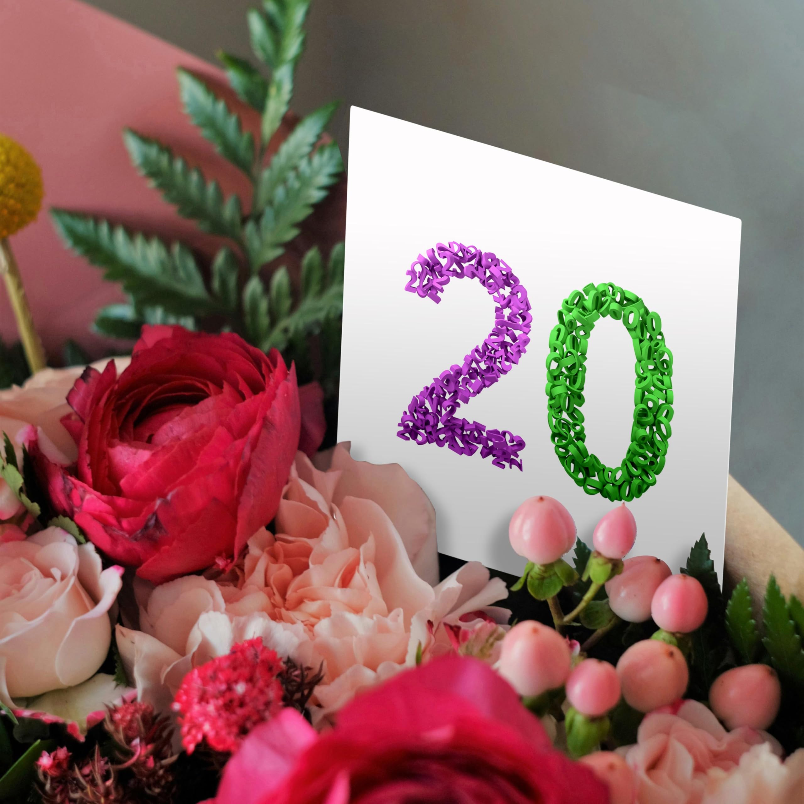 3dRose 20Th Anniversary. Intricate Numbers Design. - Greeting Card